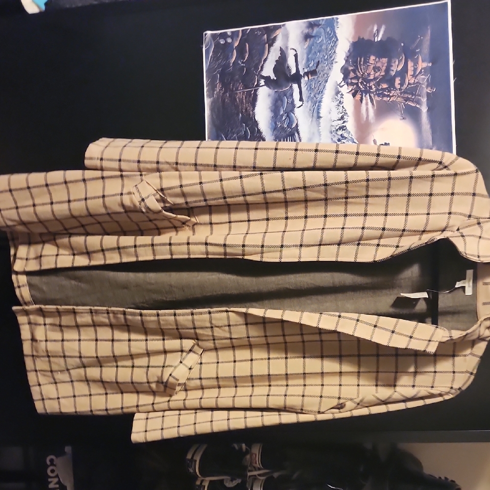 Maurices Tan and Black Plaid Lightweight Blazer